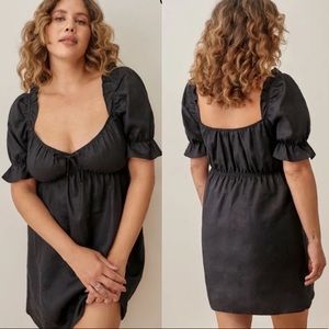 Reformation Channa Linen Dress in Black